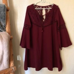 Maroon Babydoll Dress - L